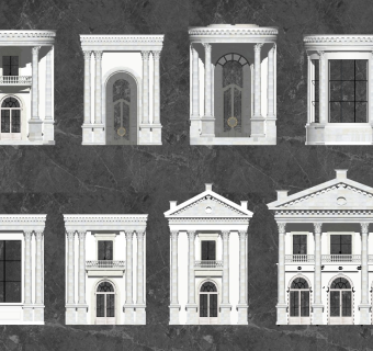 欧式别墅大门门头罗马柱都是纹理